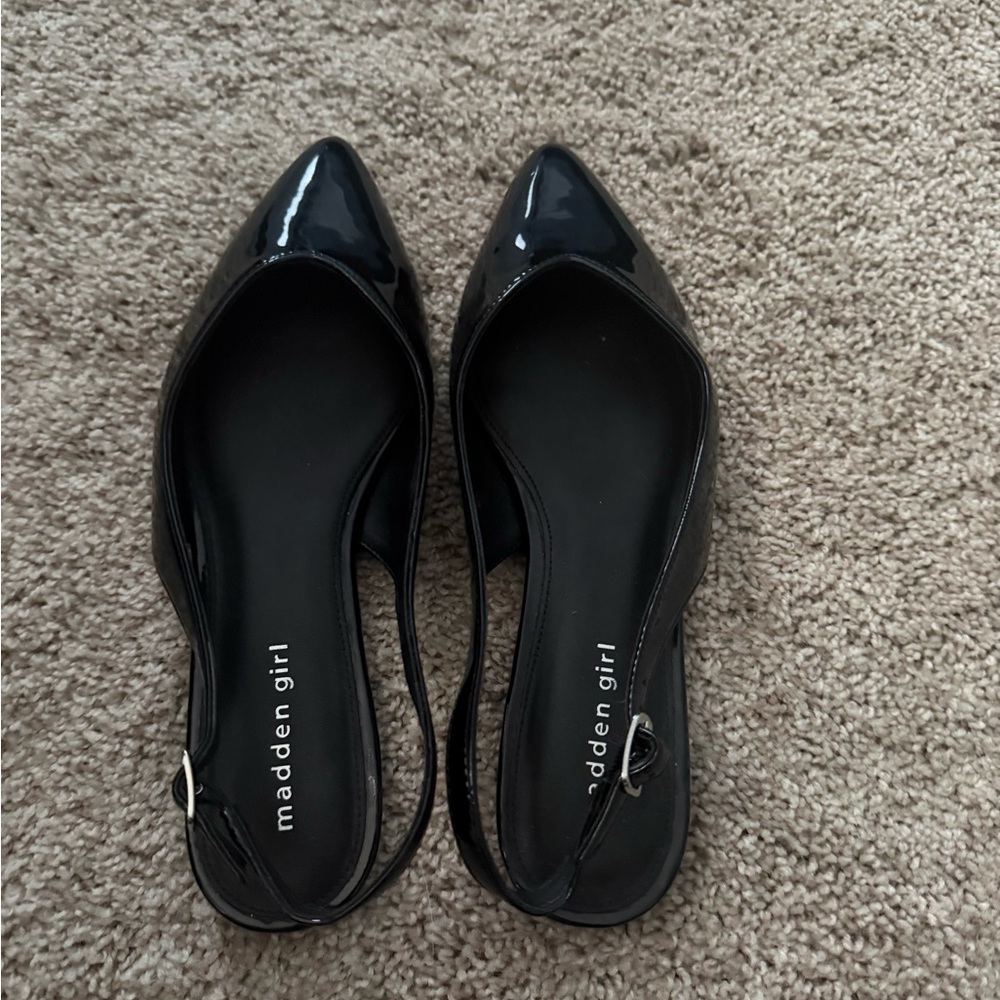 Madden Girl Glossy Black Slingback Flats